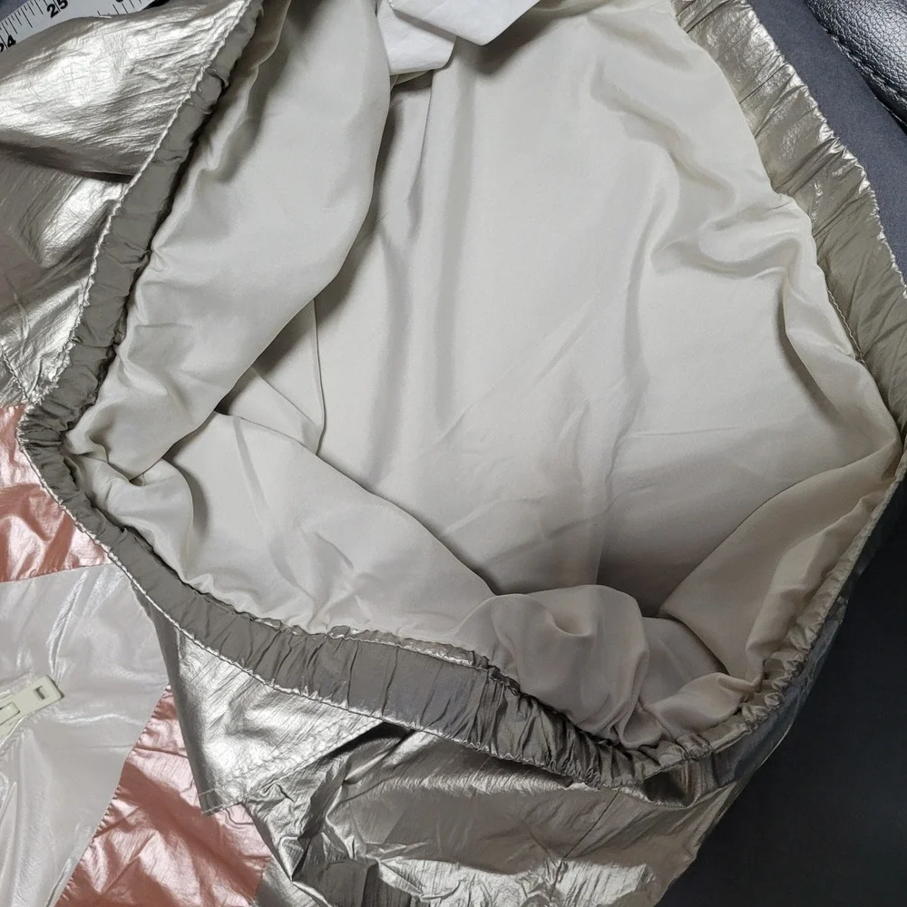 ZARA Kids Girls Metallic Colorblock Hooded Windbreaker Jacket 13-14 lined y2k